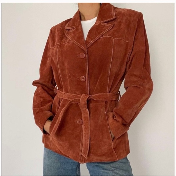 Jackets & Blazers - Wilsons Leather Genuine Leather Women’s Jacket Large Belted Button Front Rodeo